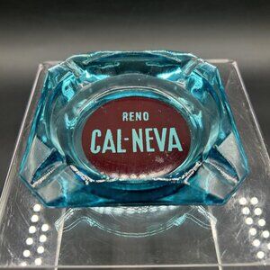 Hazel Atlas Capri Blue 3 3/4” Square Advertising Ashtray Reno Cal-Neva